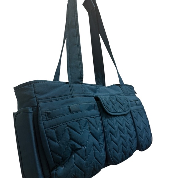 LUG Purple Streetcar Short Travel Diaper Purse Tote Shoulder Quilted Baby Bag - Picture 4 of 13